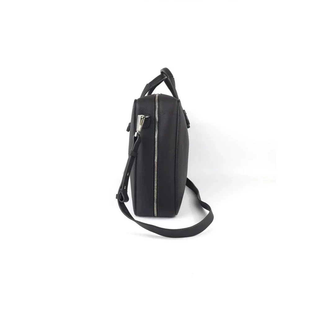 BONASTRE Leather Briefcase Shoulder Bag Black Made In Spain